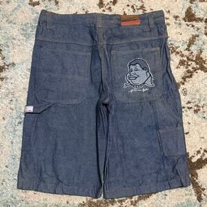 Vintage Platinum FUBU Fat Albert Baggy Carpenter Jean Shorts Size 40 Y2K